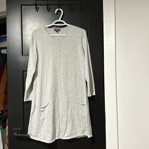 Marble Scotland 100% Cotton Grey Knitted Sweater Dress Ith Pockets